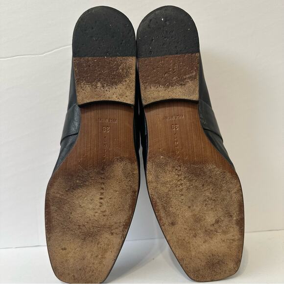 Victoria Beckham Black Flats size IT 38 Leather Loafer Square Toe - Picture 6 of 8